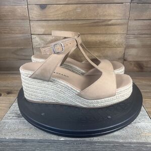 Lucky Brand Womens Size US 6.5M Valki T-Strap Espadrille Tan Platform Sandals